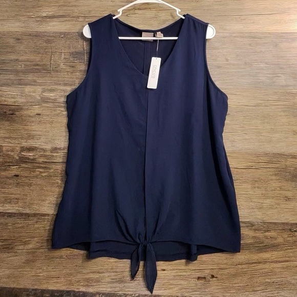 Chico's Navy Tie-Front Tank Top - Picture 1 of 6